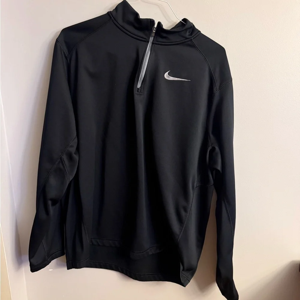 Nike Men's Black Performance Jacket with Silver Logo